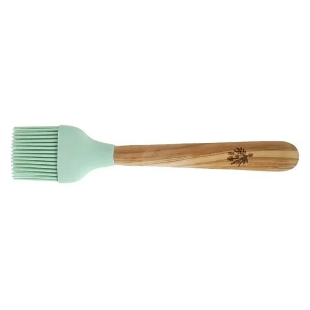 Pioneer Woman Bristle Basting Brush with Olivewood Handle Silcone Green New